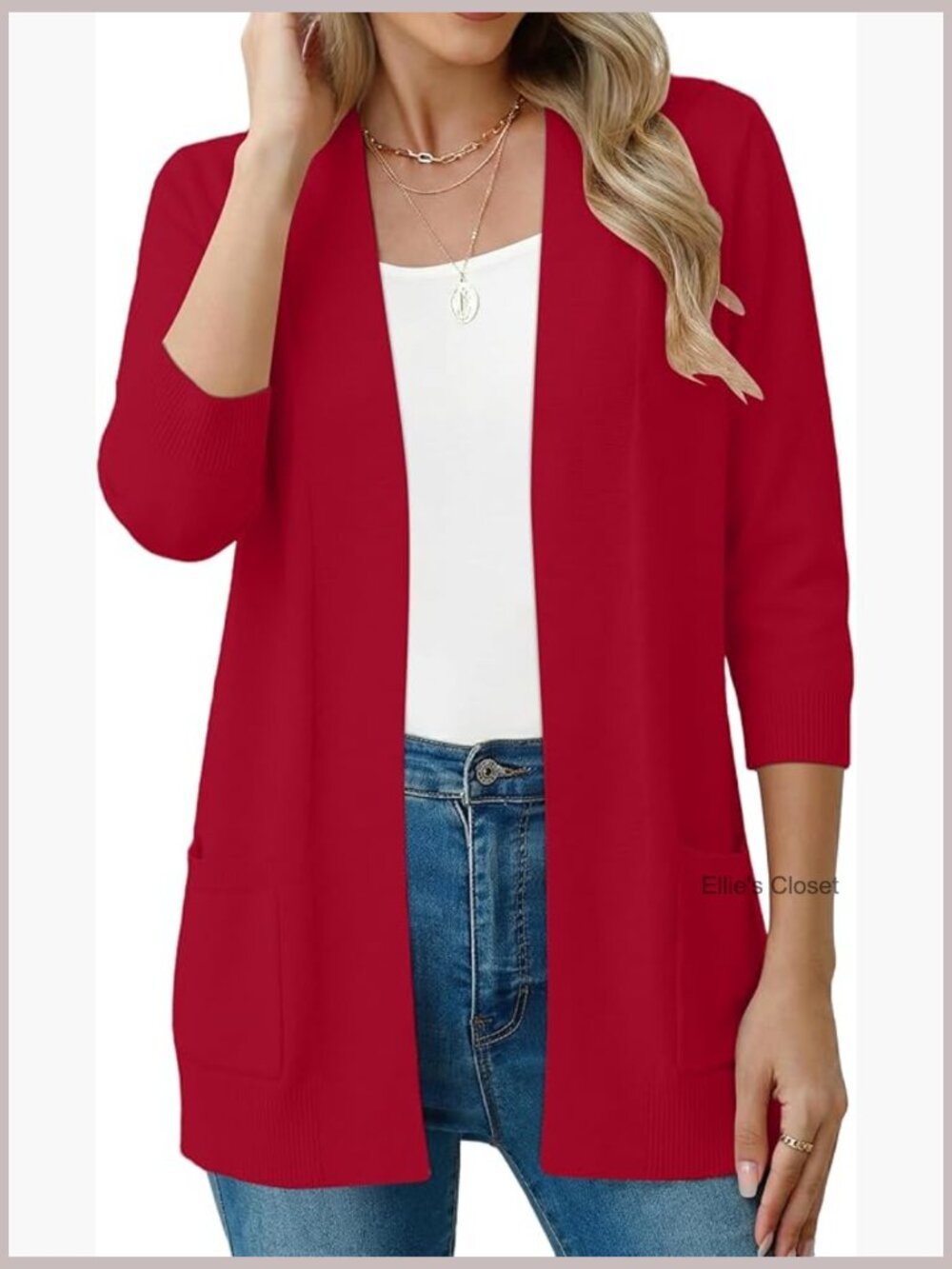 Lightweight Open Front Cardigan Sweater with Pockets V-Neck